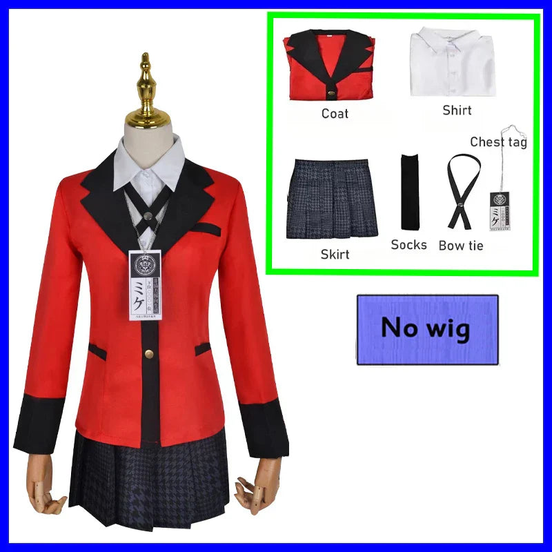 Anime Kakegurui Jabami Yumeko Cosplay Costume Meari Saotome Sayaka Compulsive Gambler School Uniform Girl Pleated Skirt