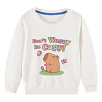 Kids Basic Cotton Hoodies Cute Capybara printd Tops 2025 New Spring/Autumn Sweatshirt Boy and Girl Funny Capibara