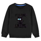 Kids Basic Cotton Hoodies Cute Cat printd Tops New Spring/Autumn Sweatshirt Boy and Girl Funny Clothes - Black / 120(5T)