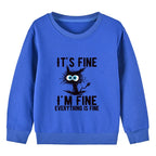 Kids Basic Cotton Hoodies Cute Cat printd Tops New Spring/Autumn Sweatshirt Boy and Girl Funny Clothes - Blue