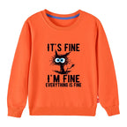 Kids Basic Cotton Hoodies Cute Cat printd Tops New Spring/Autumn Sweatshirt Boy and Girl Funny Clothes - Orange