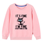 Kids Basic Cotton Hoodies Cute Cat printd Tops New Spring/Autumn Sweatshirt Boy and Girl Funny Clothes - Pink