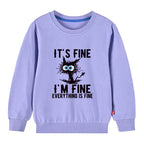 Kids Basic Cotton Hoodies Cute Cat printd Tops New Spring/Autumn Sweatshirt Boy and Girl Funny Clothes - Purple