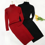 Knitted Turtleneck Dress - All Dresses - 1