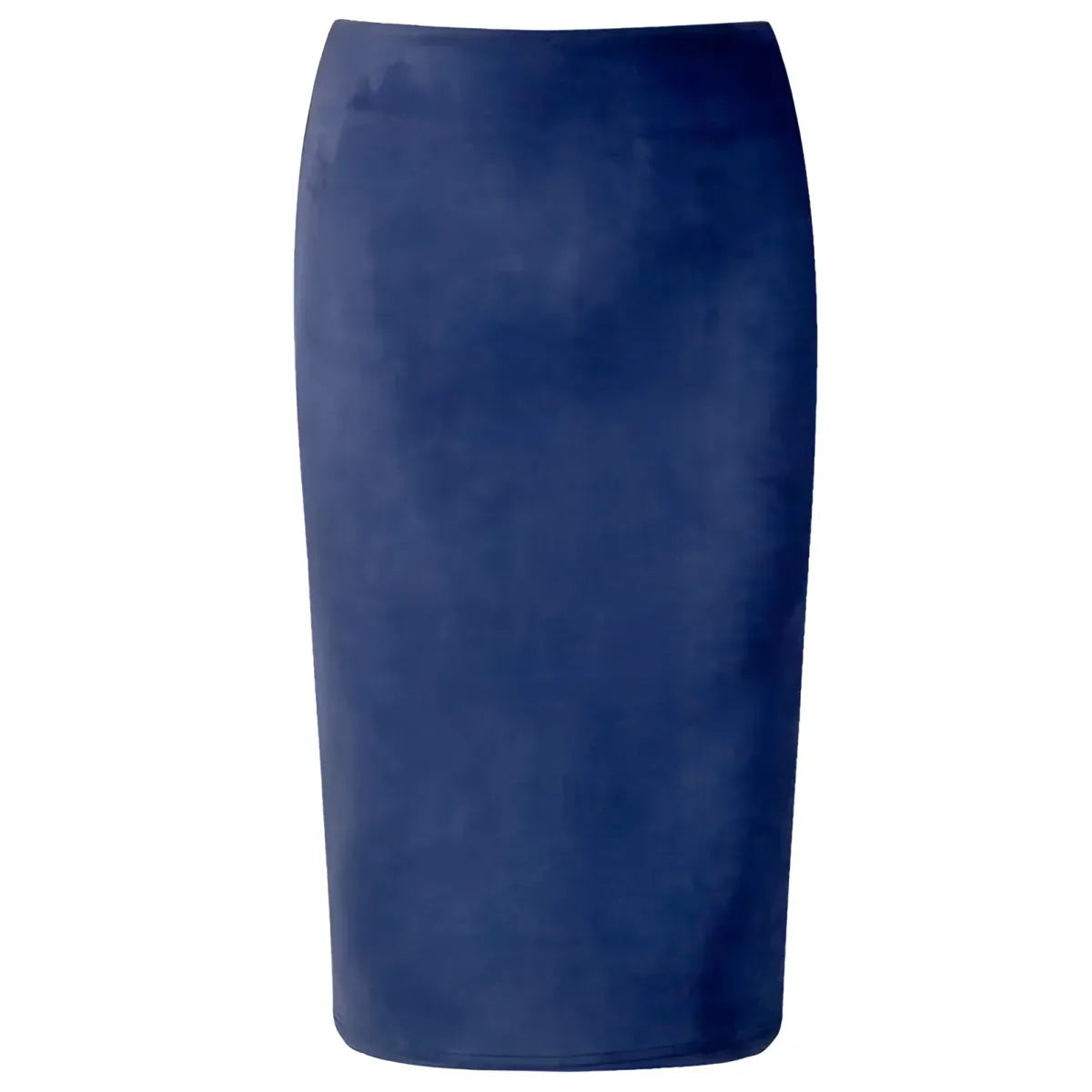 Suede Midi Pencil Skirt for Women - High Waist Elastic Waist