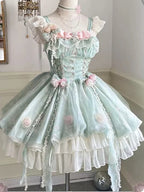 Fairy Elegant Lolita Strap Dress Lace Bow Sweet Girl Kawaii Japanese Cosplay Tea Party Daily Casual Women Outfits 2026