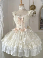 Fairy Elegant Lolita Strap Dress Lace Bow Sweet Girl Kawaii Japanese Cosplay Tea Party Daily Casual Women Outfits 2026