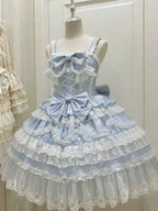 Fairy Elegant Lolita Strap Dress Lace Bow Sweet Girl Kawaii Japanese Cosplay Tea Party Daily Casual Women Outfits 2026