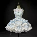 Fairy Elegant Lolita Strap Dress Lace Bow Sweet Girl Kawaii Japanese Cosplay Tea Party Daily Casual Women Outfits 2026