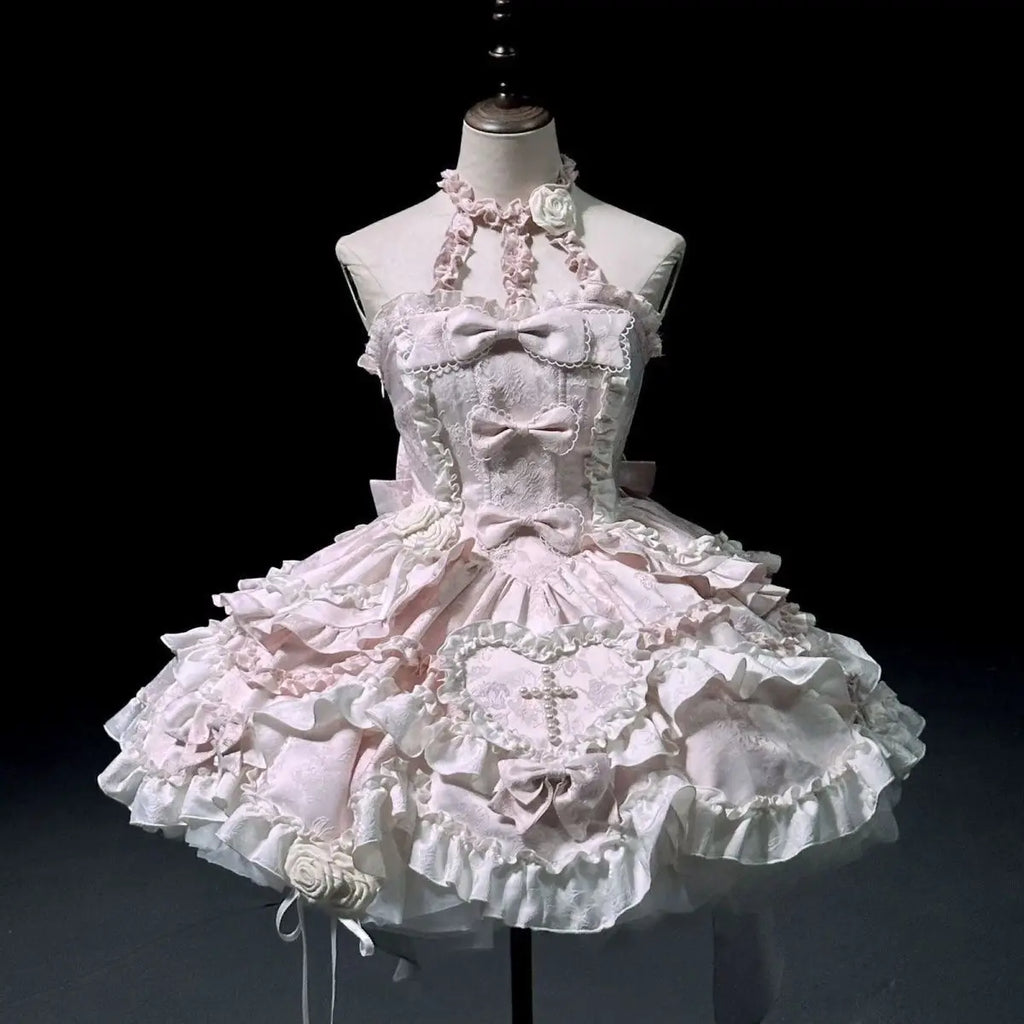 Fairy Elegant Lolita Strap Dress Lace Bow Sweet Girl Kawaii Japanese Cosplay Tea Party Daily Casual Women Outfits 2026