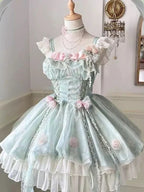 Fairy Elegant Lolita Strap Dress Lace Bow Sweet Girl Kawaii Japanese Cosplay Tea Party Daily Casual Women Outfits 2026