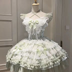 Fairy Elegant Lolita Strap Dress Lace Bow Sweet Girl Kawaii Japanese Cosplay Tea Party Daily Casual Women Outfits 2026