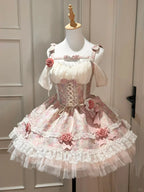Fairy Elegant Lolita Strap Dress Lace Bow Sweet Girl Kawaii Japanese Cosplay Tea Party Daily Casual Women Outfits 2026