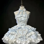 Fairy Elegant Lolita Strap Dress Lace Bow Sweet Girl Kawaii Japanese Cosplay Tea Party Daily Casual Women Outfits 2026