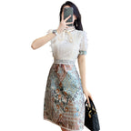 French Style Lace Dress Women’s Summer 2023 Summer Dress New Style Celebrity Elegant Slimming Hip One-Step Floral Dress