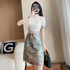 French Style Lace Dress Women’s Summer 2023 Summer Dress New Style Celebrity Elegant Slimming Hip One-Step Floral Dress