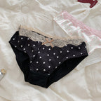 Lace Edge Underwear for Women Sexy Low-Waist Cotton Blocking Love Japanese Style Girls’ Ice Silk Sweet Briefs