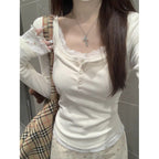 Lace Fake Two-piece Long-sleeved T-shirt Women’s Spring and Autumn New Korean Style Slim-fit Floral Base Shirt Inner