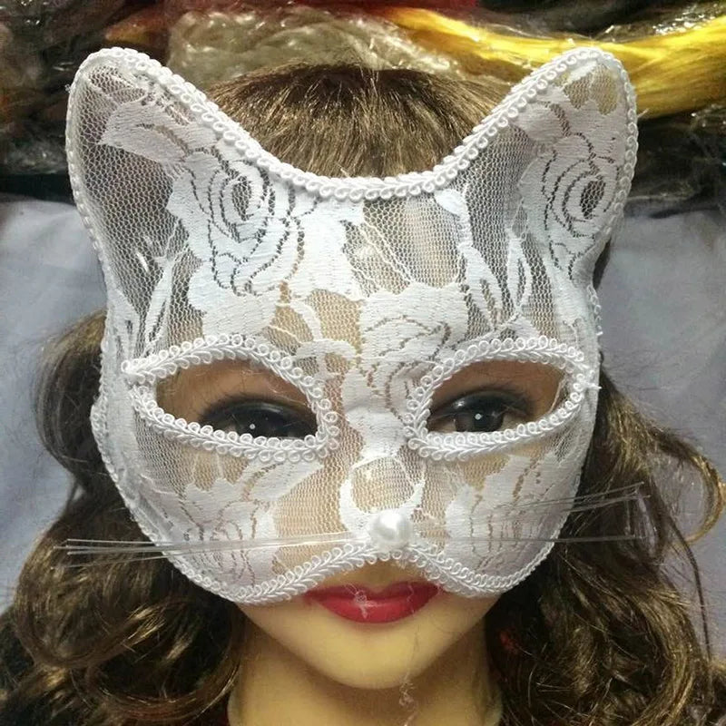 Sexy Lace Mask Women Cat Cosplay Supplies Dance Party Performance Masquerade Fox Mask Couple Animal Face Decor Eyes