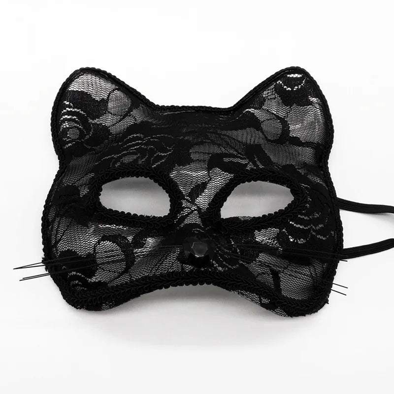 Sexy Lace Mask Women Cat Cosplay Supplies Dance Party Performance Masquerade Fox Mask Couple Animal Face Decor Eyes