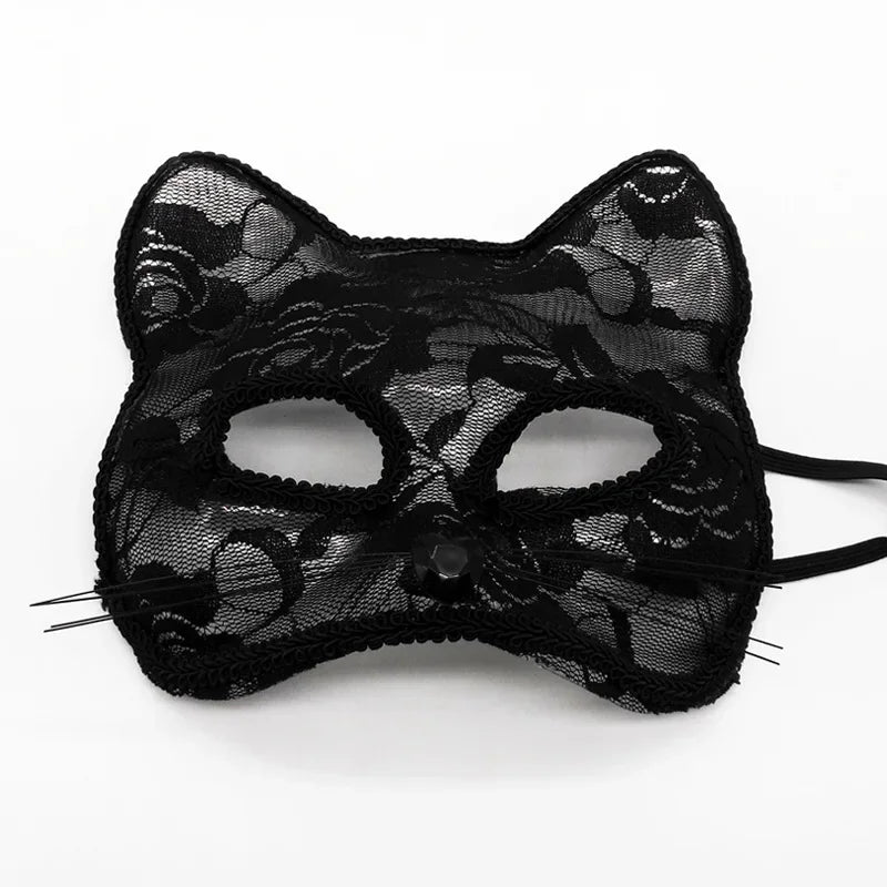 Sexy Lace Mask Women Cat Cosplay Supplies Dance Party Performance Masquerade Fox Mask Couple Animal Face Decor Eyes