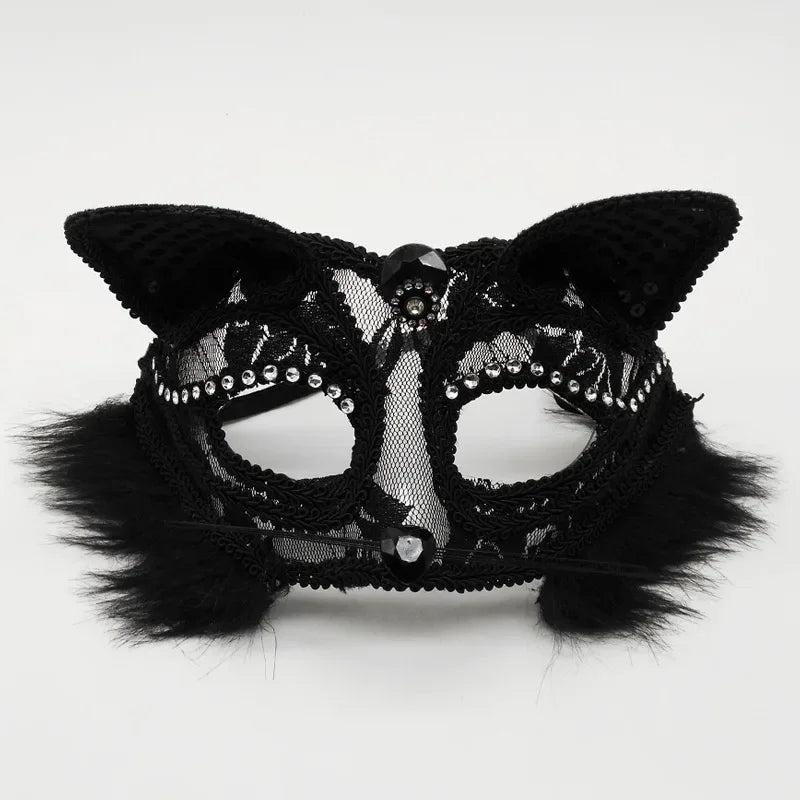 Sexy Lace Mask Women Cat Cosplay Supplies Dance Party Performance Masquerade Fox Mask Couple Animal Face Decor Eyes