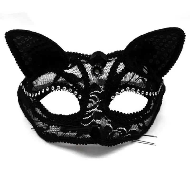 Sexy Lace Mask Women Cat Cosplay Supplies Dance Party Performance Masquerade Fox Mask Couple Animal Face Decor Eyes