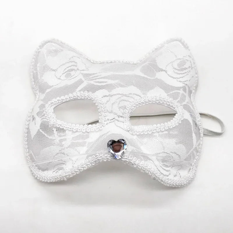 Sexy Lace Mask Women Cat Cosplay Supplies Dance Party Performance Masquerade Fox Mask Couple Animal Face Decor Eyes
