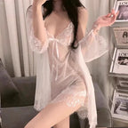 2026 New Style Nightgown for Women Summer Sexy Ice Silk Hot Thin Style with a High-End Feel Pure Desire Style Lace