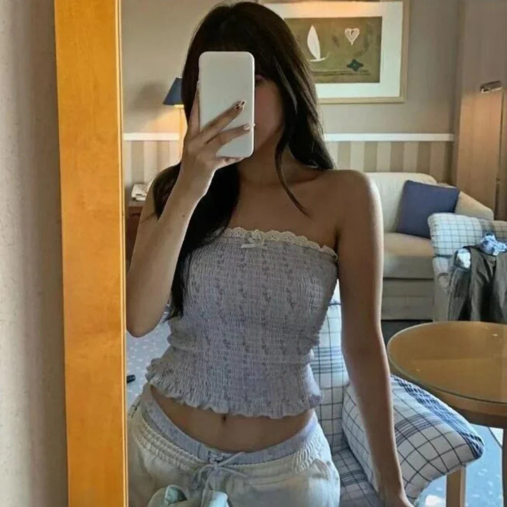 Korean Fashion Sweet Lace Sexy Bikini Swimsuits 2000s Beach Party Style Japanese Kawaii 3 Piece Bikini Set Y2k Swimwear