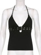 Lace-Up Backless Crop Top - Crop Top