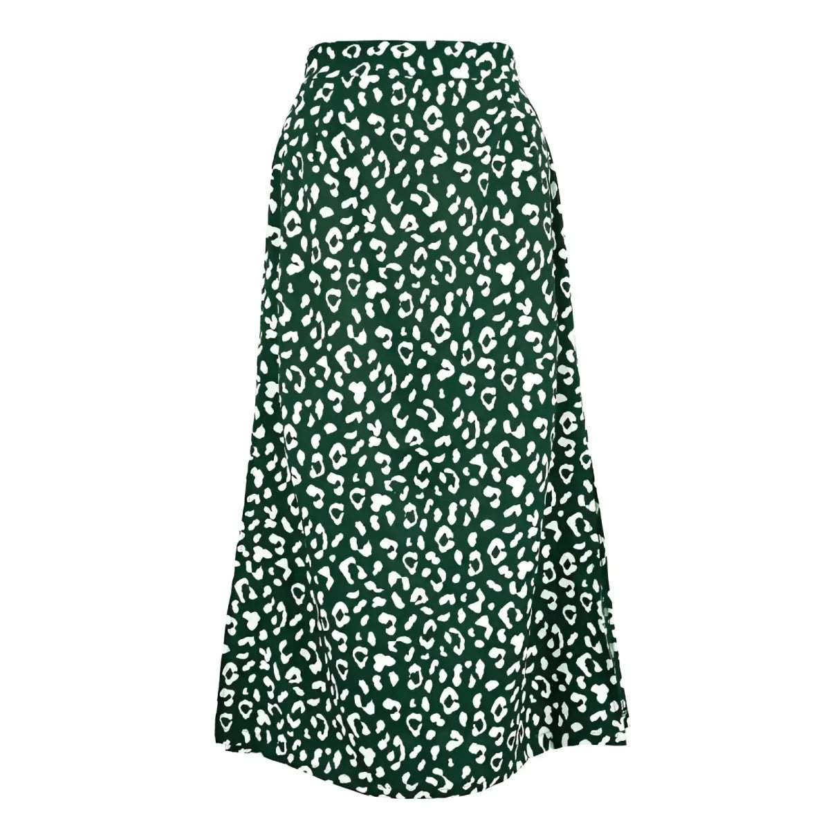 Leopard Print Midi Skirt A-Line Empire Waist
