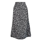 Leopard Print Midi Skirt A-Line Empire Waist