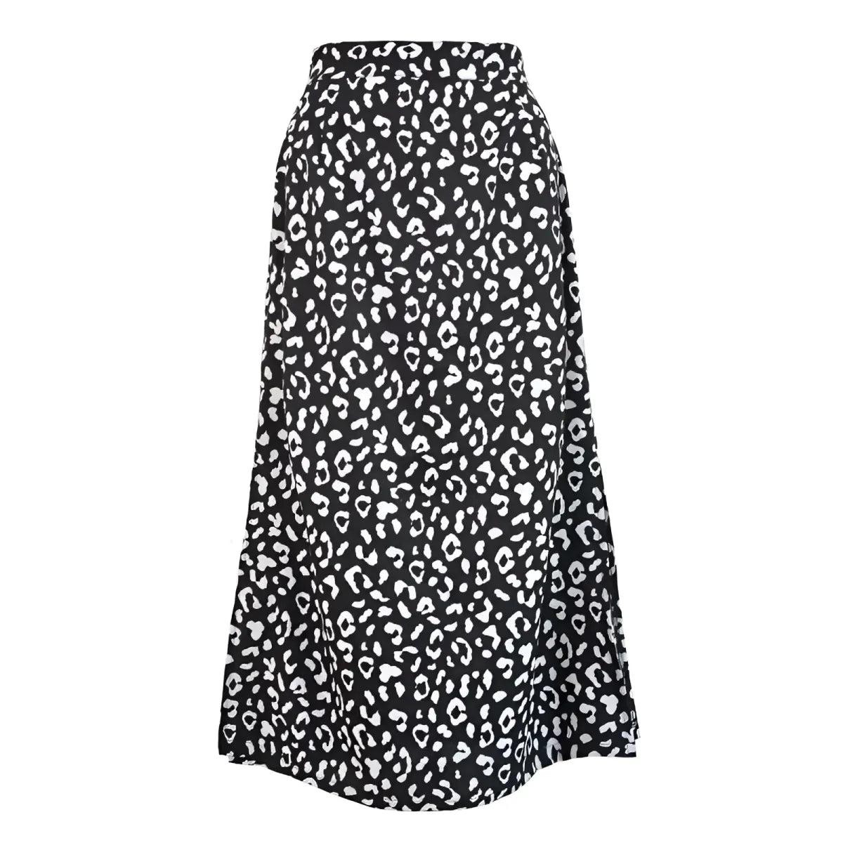 Leopard Print Midi Skirt A-Line Empire Waist