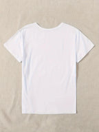 Cute Print Solid Crew Neck T-Shirt Short Sleeve Casual Every Day Top For All Season Women’s Clothing