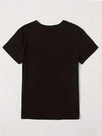 Cute Print Solid Crew Neck T-Shirt Short Sleeve Casual Every Day Top For All Season Women’s Clothing