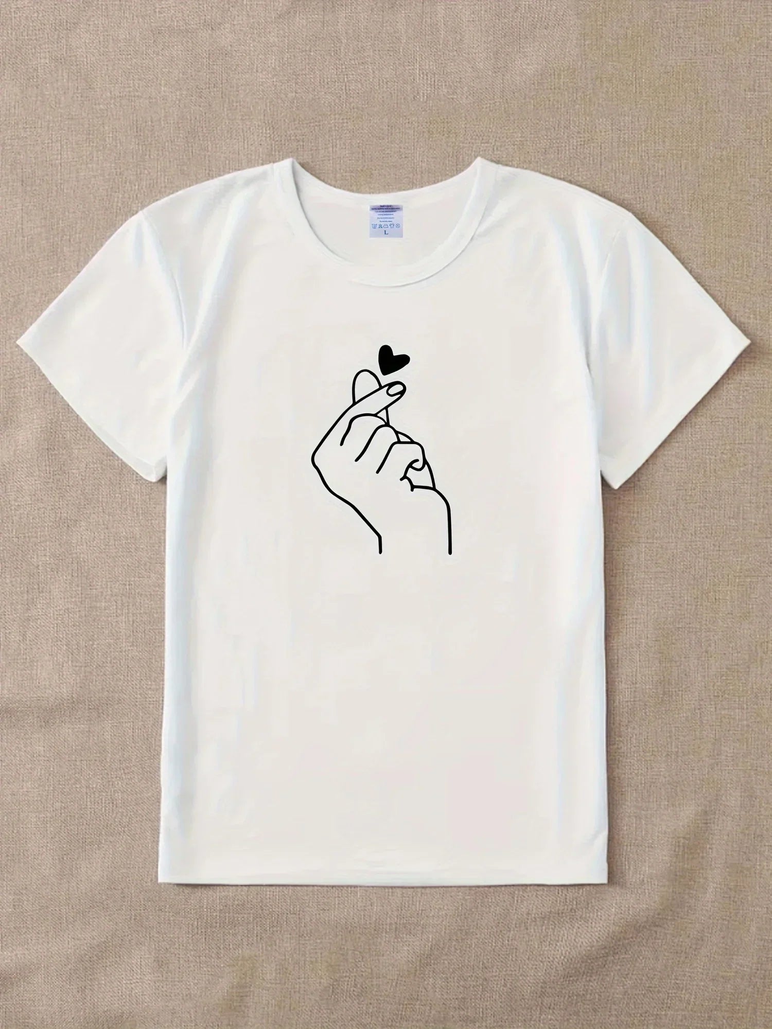 Cute Print Solid Crew Neck T-Shirt Short Sleeve Casual Every Day Top For All Season Women’s Clothing