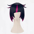 Lilia Vanrouge Cosplay Wig Black Purple Mixed Short Heat Resistant Synthetic Hair Halloween Party Anime Wigs + Wig Cap