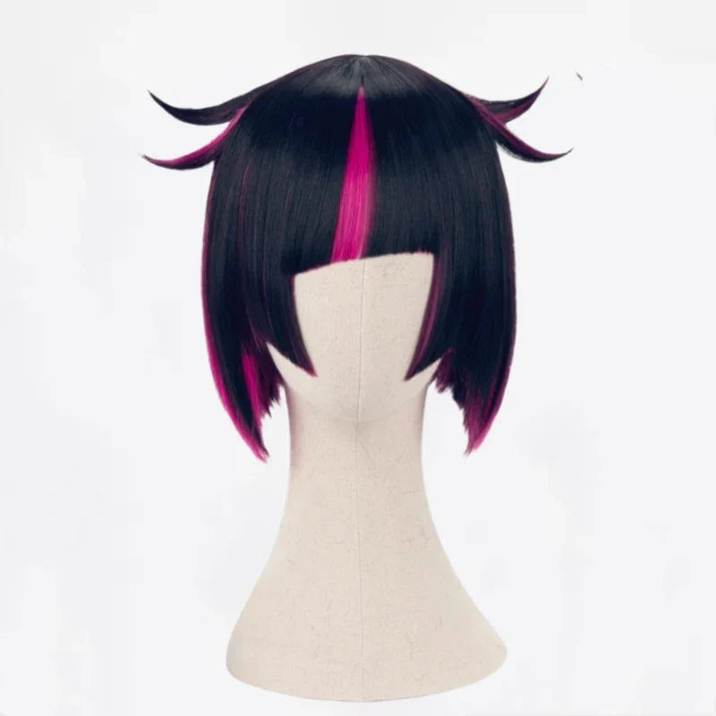 Lilia Vanrouge Cosplay Wig Black Purple Mixed Short Heat Resistant Synthetic Hair Halloween Party Anime Wigs + Wig Cap