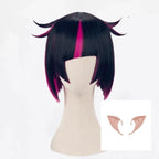 Lilia Vanrouge Cosplay Wig Black Purple Mixed Short Heat Resistant Synthetic Hair Halloween Party Anime Wigs + Wig Cap