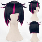 Lilia Vanrouge Cosplay Wig Black Purple Mixed Short Heat Resistant Synthetic Hair Halloween Party Anime Wigs + Wig Cap
