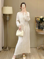 Miyake Long Dress for Women Summer High-End Dress New Style Shenzhen Nanyou High-End Dress French-Style Dress