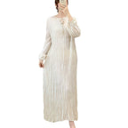 Miyake Long Dress for Women Summer High-End Dress New Style Shenzhen Nanyou High-End Dress French-Style Dress - White