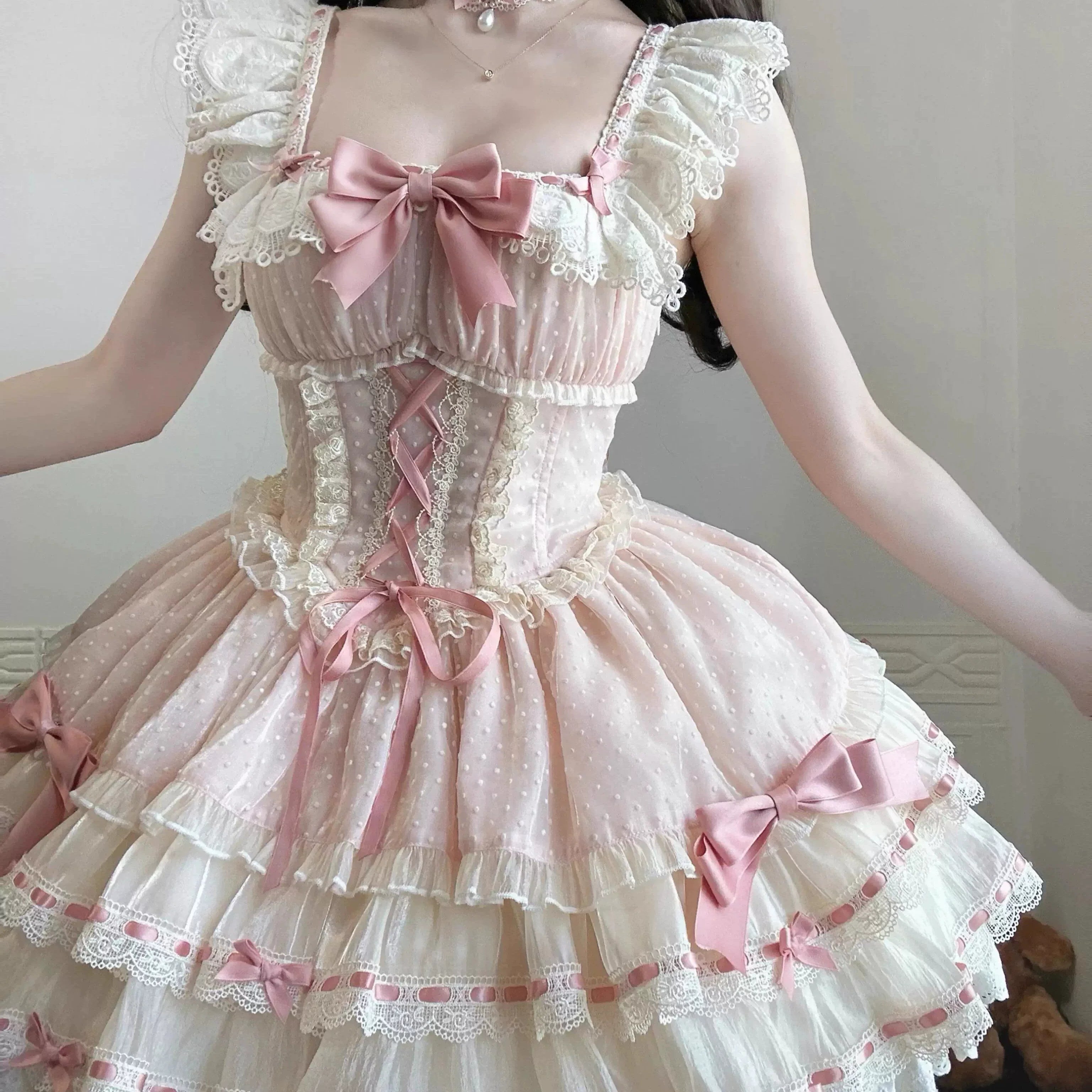 Butterfly Ballet Lolita Cake Dress - kawaii-inspired outfit in pastel colors - 3204815