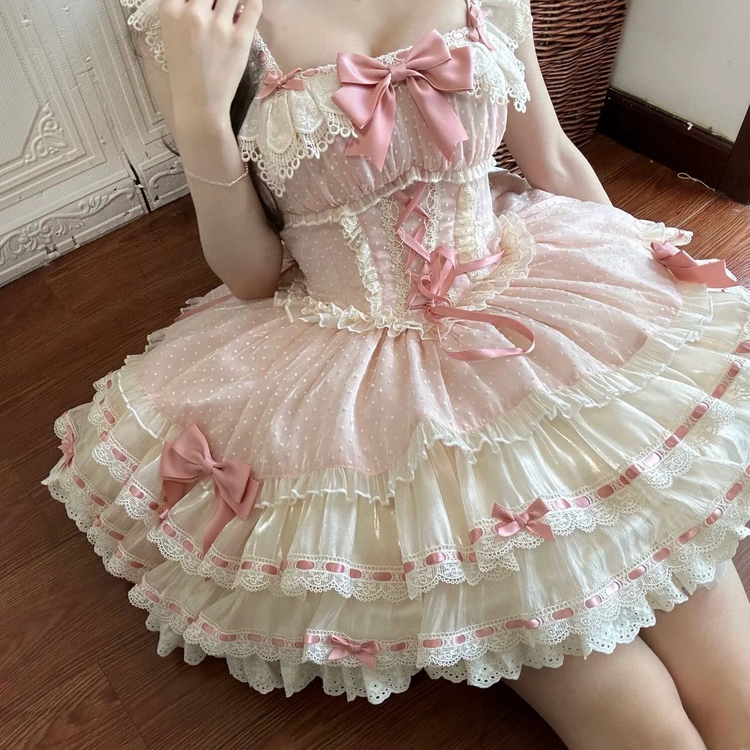 Butterfly Ballet Lolita Cake Dress - kawaii-inspired outfit in pastel colors - 7371766