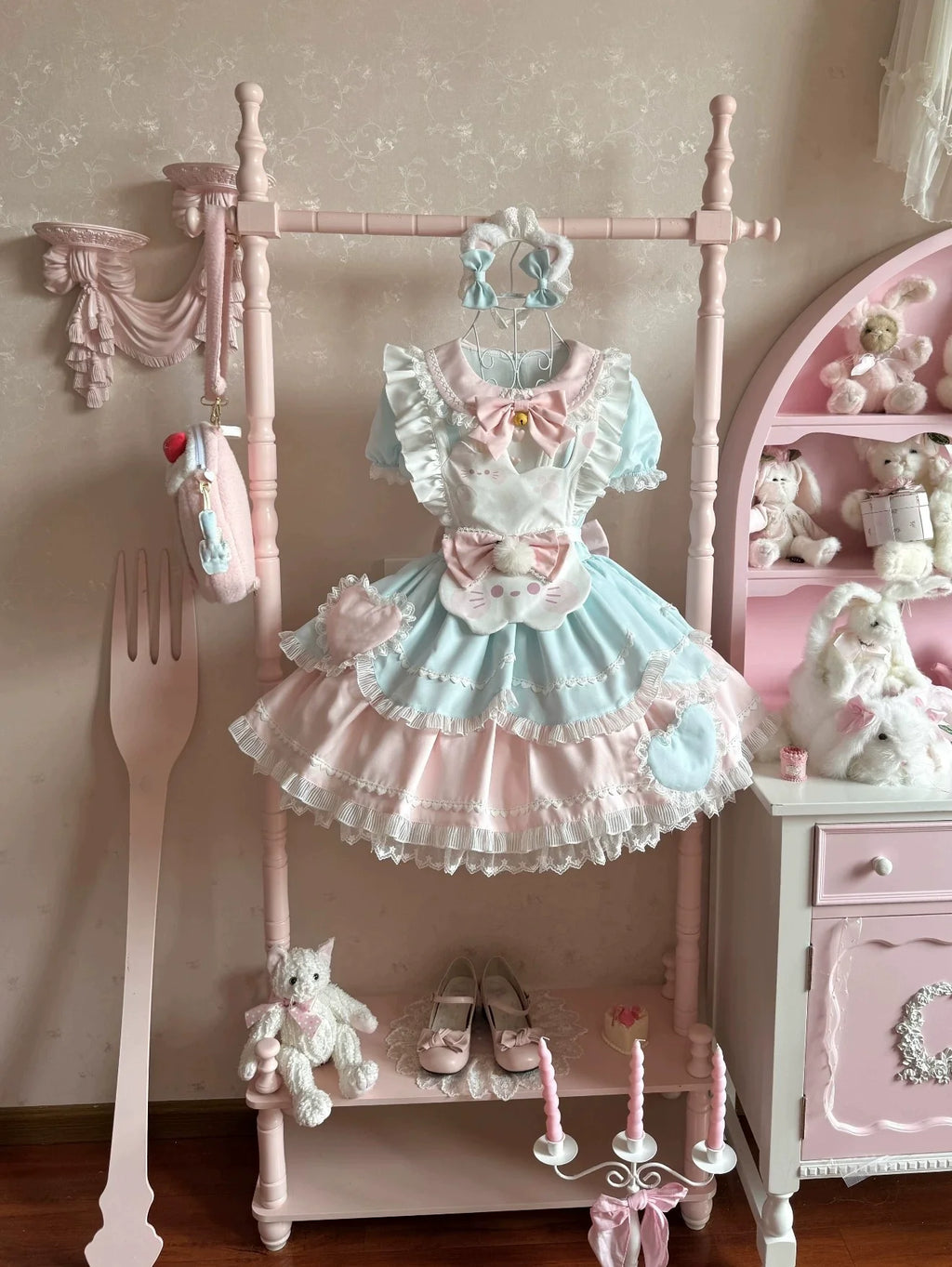 Sweet Tea Meow Lolita OP Dress - kawaii-inspired outfit in pastel colors - 70254000