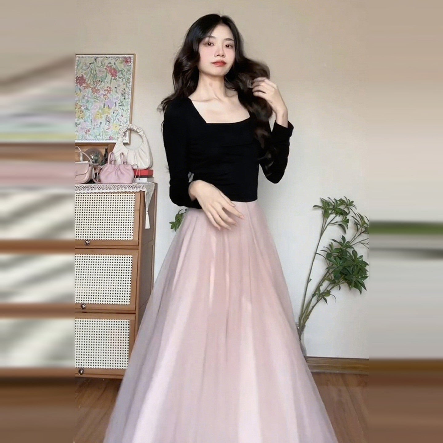 French Long Sleeve Princess Dress - kawaii-inspired outfit in pastel colors - 97190011