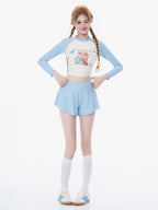 New Style Fresh and Simple Women’s Conservative Two-Piece Swimwear with Long Sleeves and Sporty Style Pure Desire