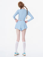 New Style Fresh and Simple Women’s Conservative Two-Piece Swimwear with Long Sleeves and Sporty Style Pure Desire