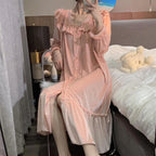 Japanese GP Gold Velvet Nightgown Women’s 2022 Autumn New Palace Style Pure Desire Style Long Sleeve Pajamas High-grade